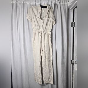 Jessica Simpson Cotton/linen Jumpsuit Sz Small Beige